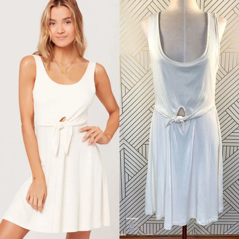 L*Space Topanga Dress in‎ Cream Ribbed Cutout